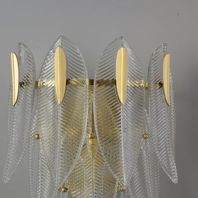 Transparent Leaves Brass Glass Wall Sconce