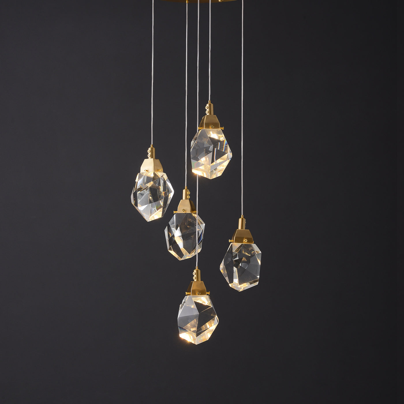 5 Lights Round Polygonal Chandelier