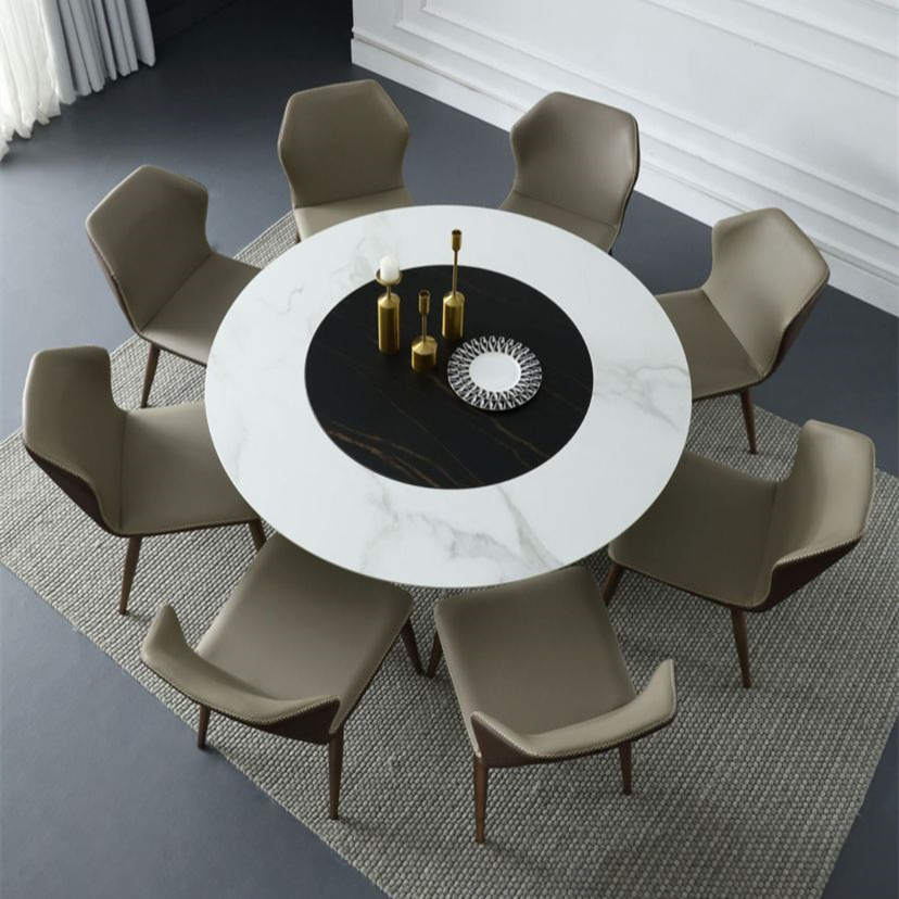 Round black turntable dining table