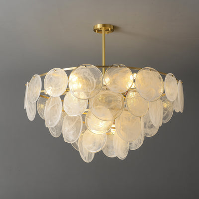 White circle Round Two-Tier Chandelier