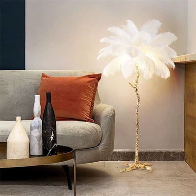 Ostrich Feather Table Lamp