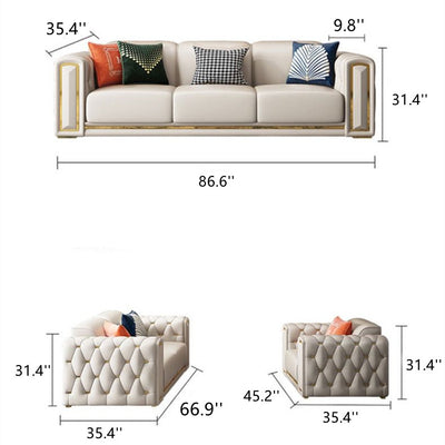 Leather white sofa combination