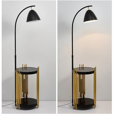 Golden tray floor lamp
