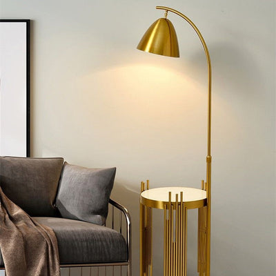 Golden tray floor lamp