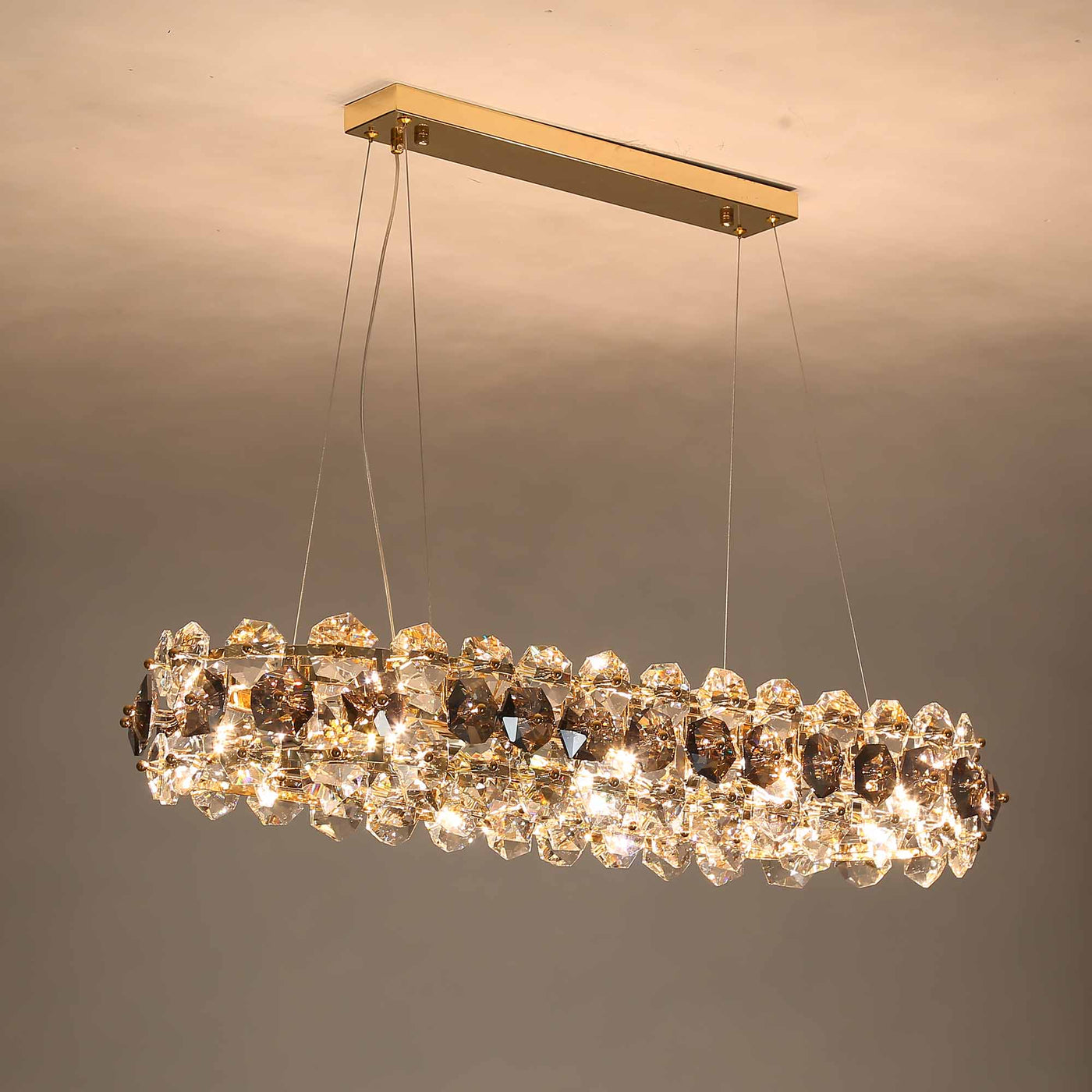 Luxury crystal long dining chandelier