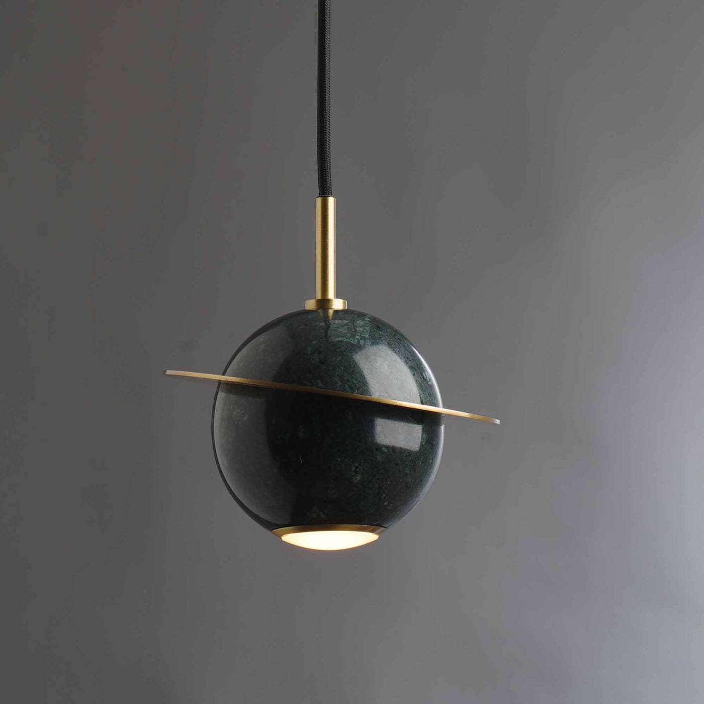 Dark green marble globe chandelier