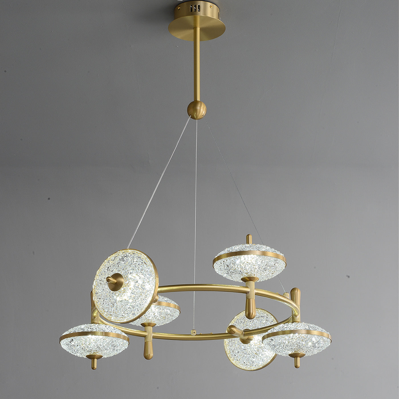 Creative brass disc chandelier
