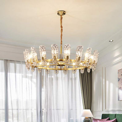 Water pattern glass gold chandelier