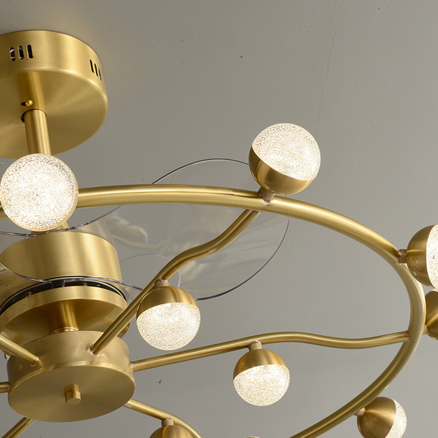 Multi Ball Round Brass Ceiling Fan