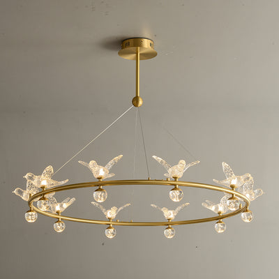 Multi birds ring chandelier