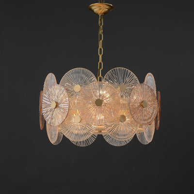 Round Transparent Wheel Brass Chandelier