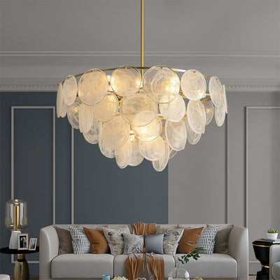 White circle Round Two-Tier Chandelier