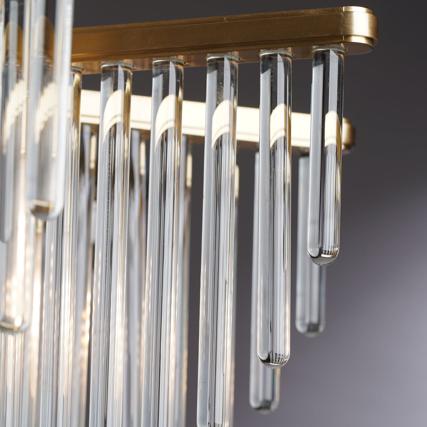 Modern linear brass chandelier