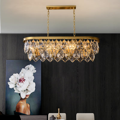 Luxury and full copper Crystal Fragment Line Chandelier