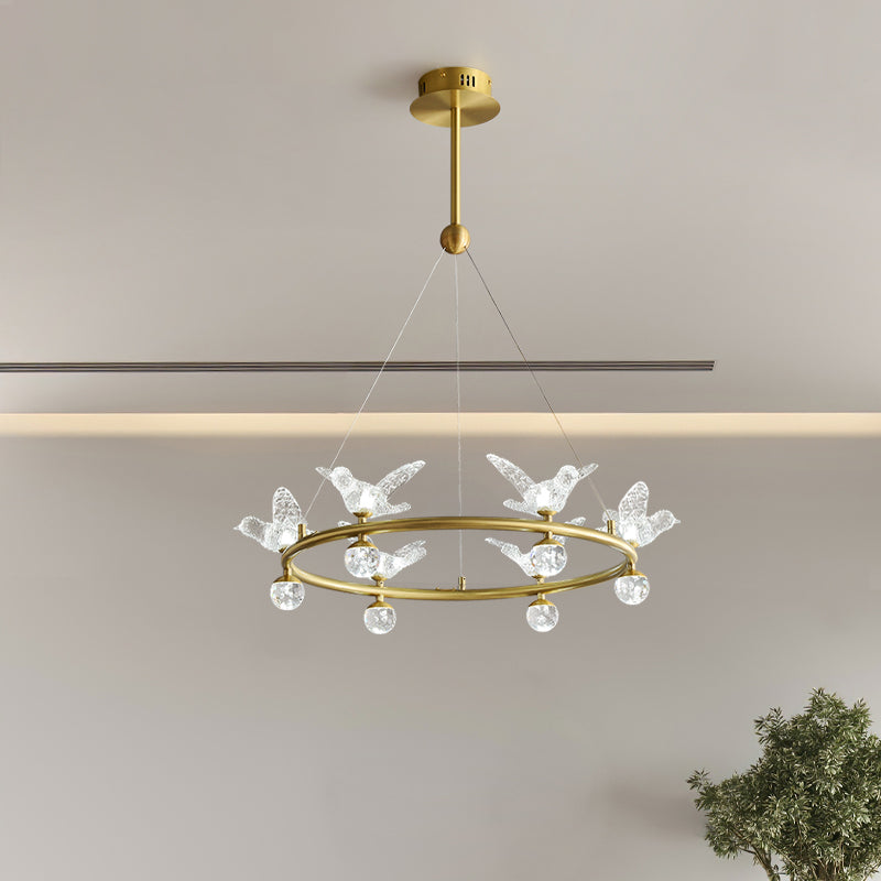 Multi birds ring chandelier
