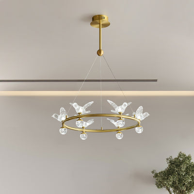 Multi birds ring chandelier