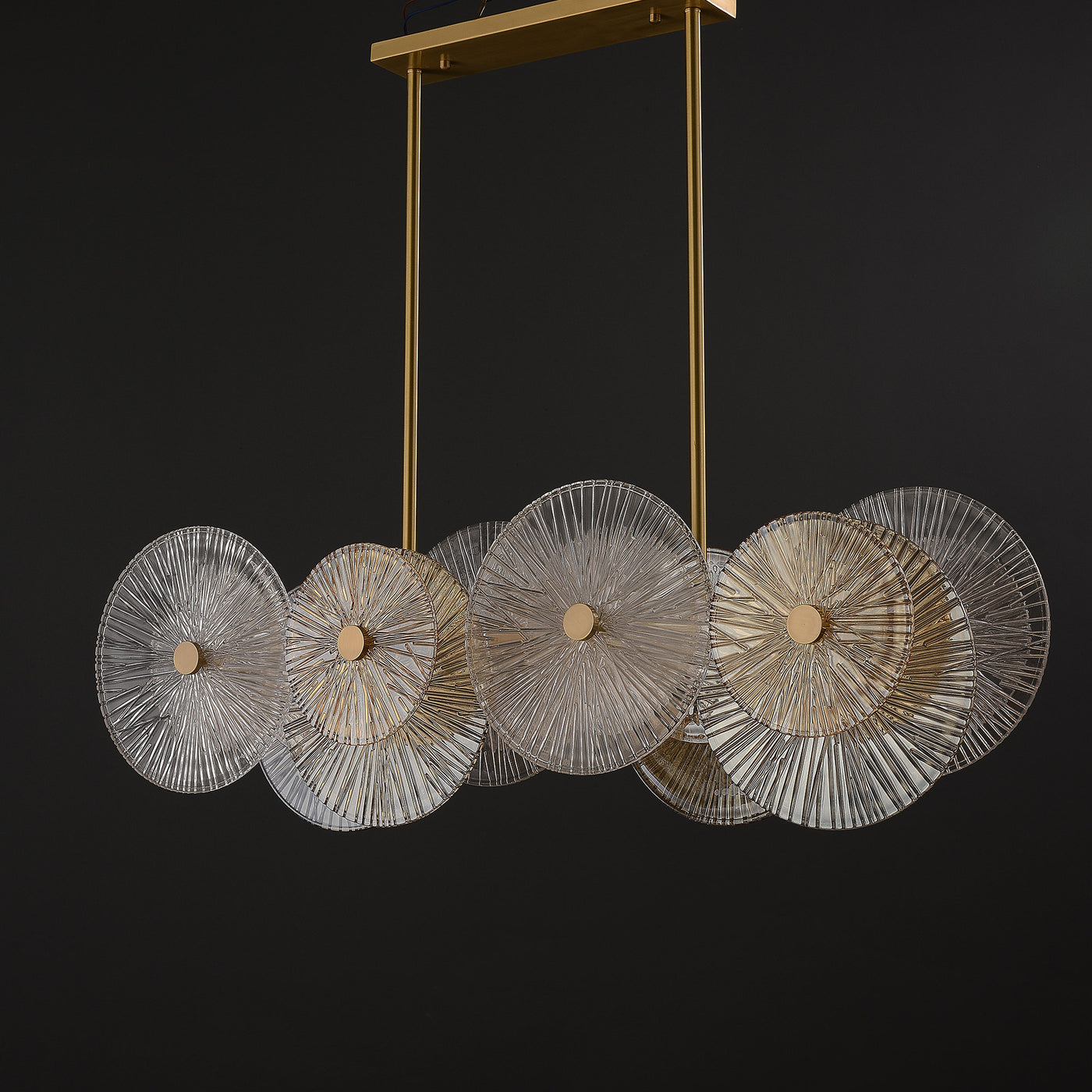 Rectangle Transparent Wheel Glass Chandelier