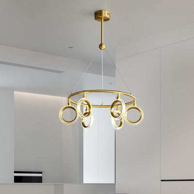 Creative brass ring chandelier