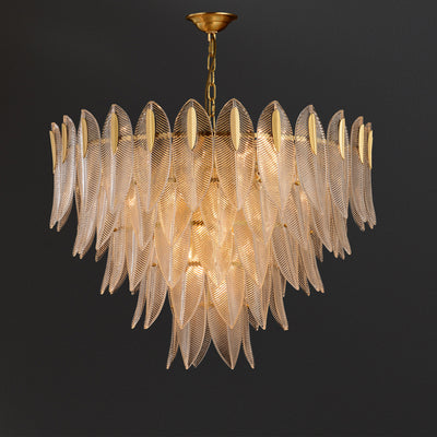 Transparent Leaves Glass Five-tier Chandelier