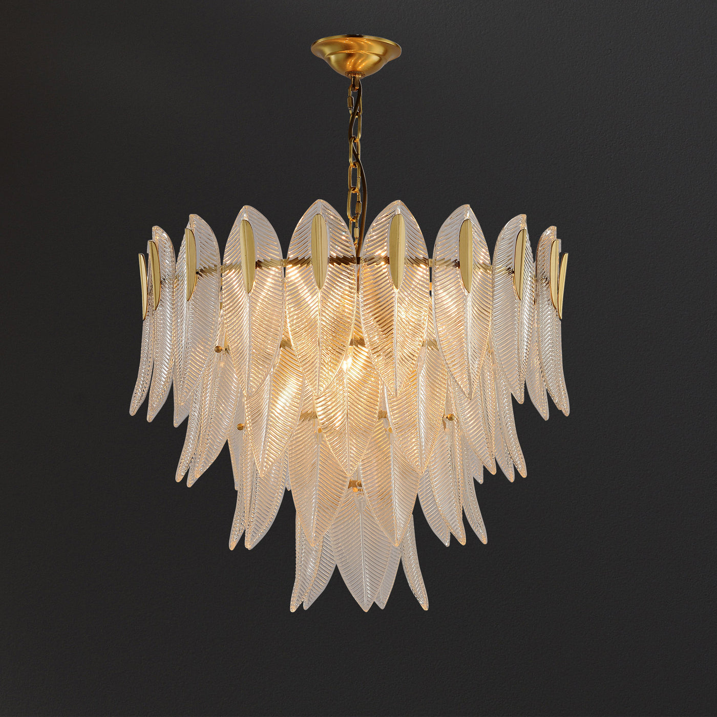 Transparent Leaves Glass Four-tier Chandelier