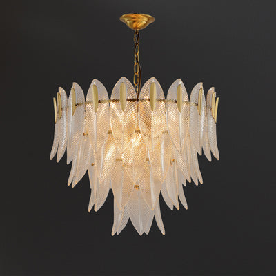 Transparent Leaves Glass Four-tier Chandelier
