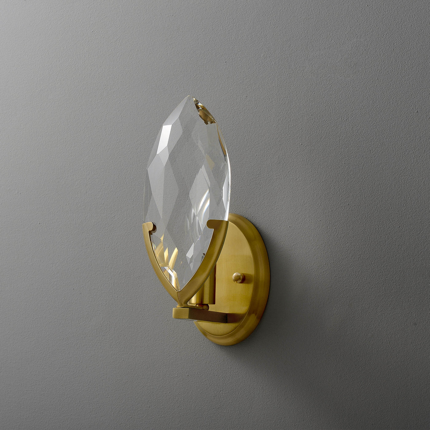 Leaf Brass Crystal Wall Sconce