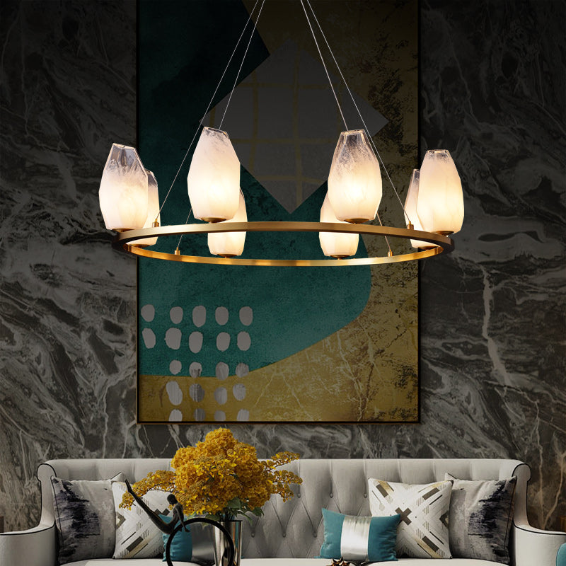 Round 8 Lights Lily glass chandelier
