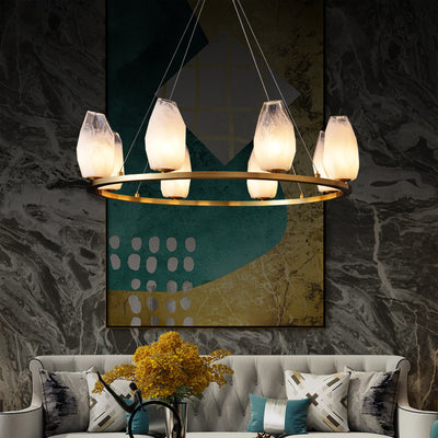 Round 8 Lights Lily glass chandelier