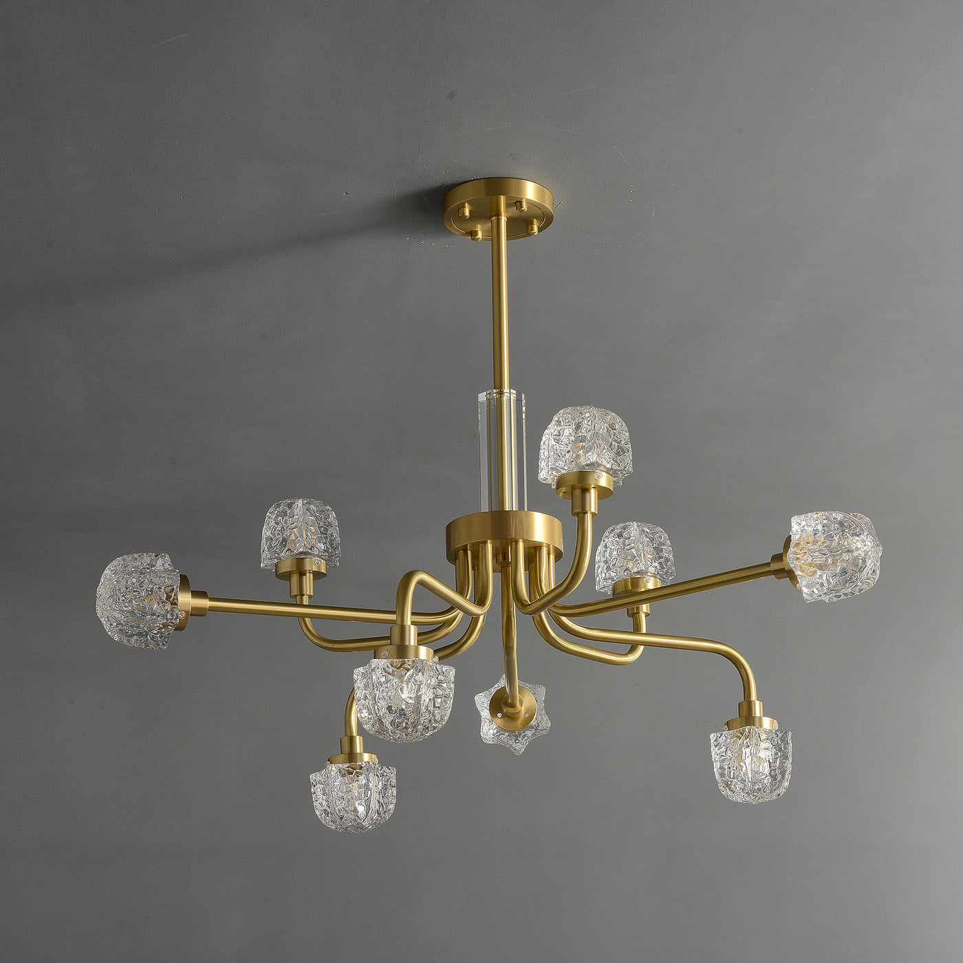 9 Lights Full Copper Crystal Chandelier