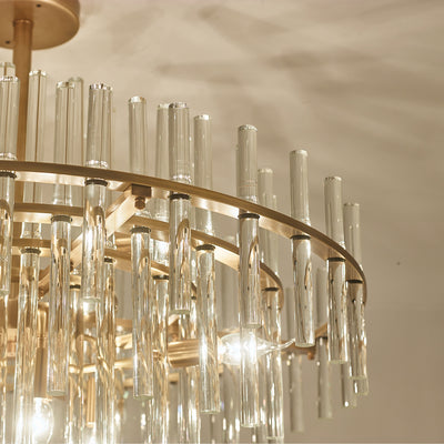 Long tube golden chandelier