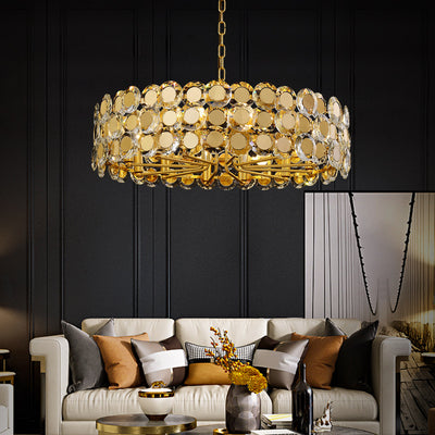Gold Coin Crystal Chandelier