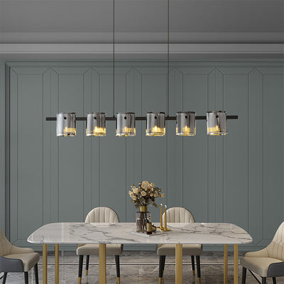 Modern Linear Smoke grey Rectangle chandelier L56"