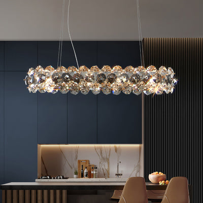 Luxury crystal long dining chandelier