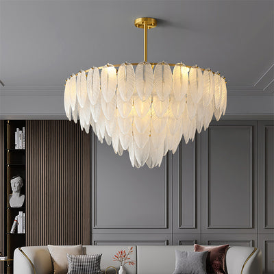 White Feather Postmodern luxury and full copper chandelier