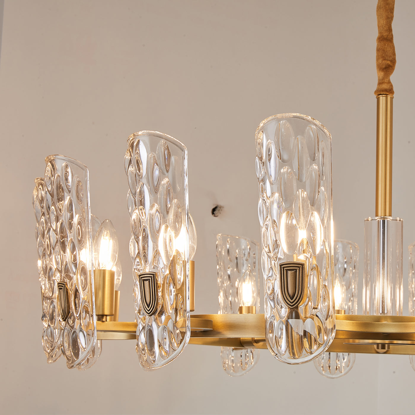 Water pattern glass gold chandelier