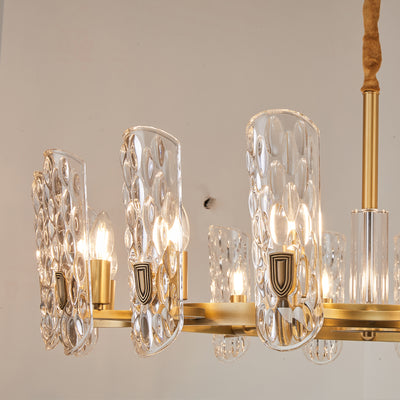 Water pattern glass gold chandelier