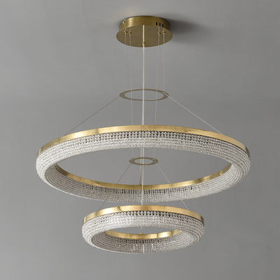 D32'' Double Crystal Ring Chandelier