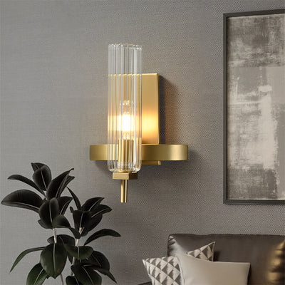 Modern Geometrical Clear Glass Brass Wall Sconce