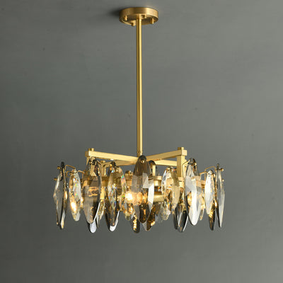 Industrial style crystal round chandelier