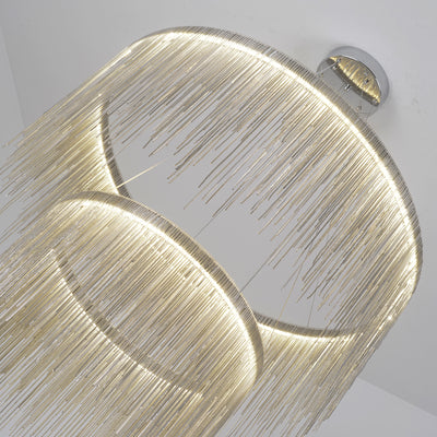 Silver double layer tassel chain chandelier