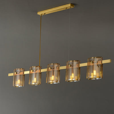 Modern Linear Smoke grey Rectangle chandelier L48"