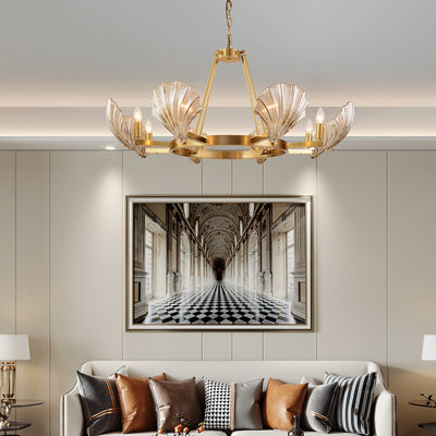 8 Lights Shell Mordern style Round crystal Glass Chandelier