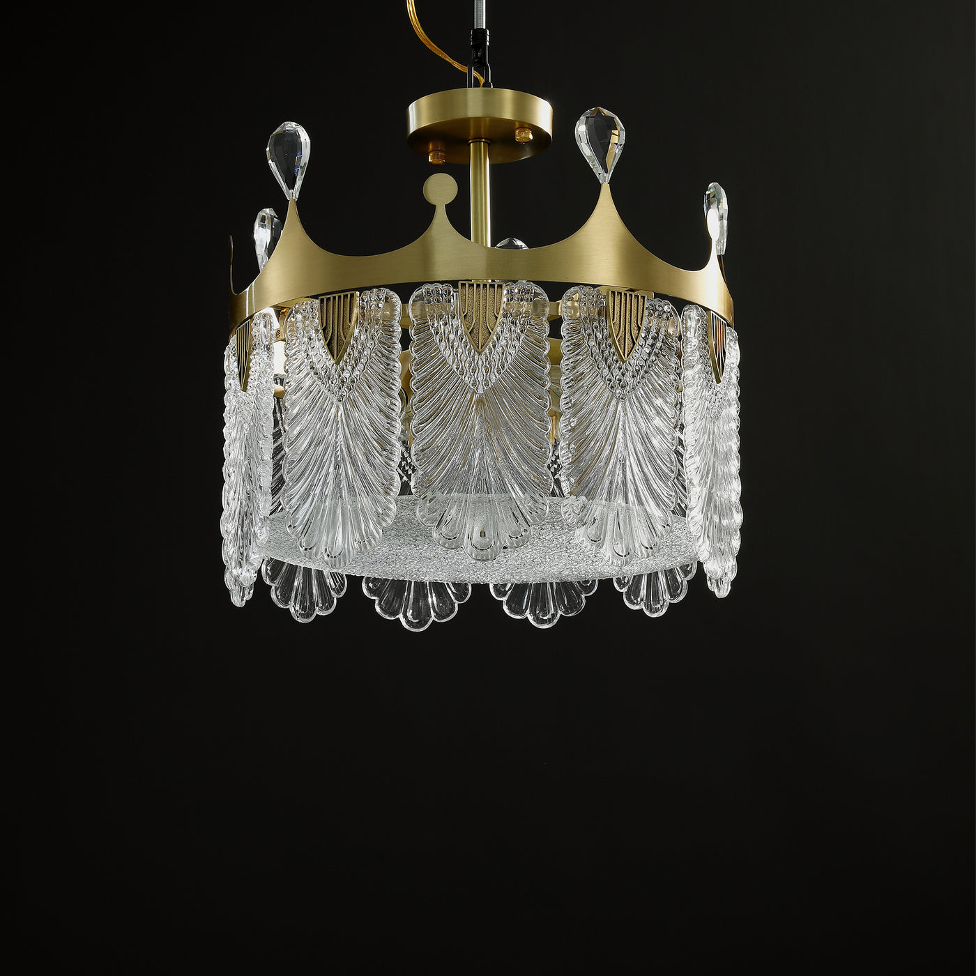 Creative crown Handmade Glass Round Chandelier