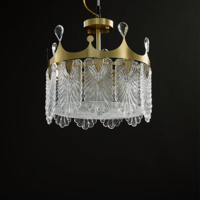 Creative crown Handmade Glass Round Chandelier