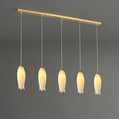 White Bud Line Modern Chandelier