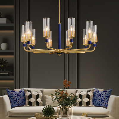 Crystal Grass Cup Round Blue leather chandelier
