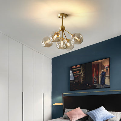 Amber Ball Gold Chandelier