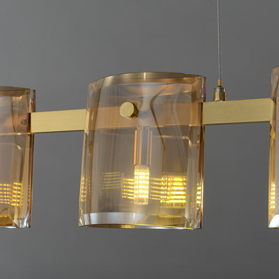 Modern Linear Smoke grey Rectangle chandelier L56"