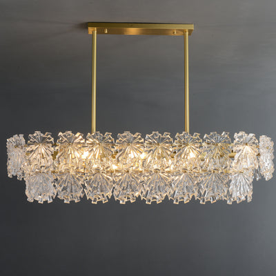 Postmodern luxury and full copper Snow glass rectangular chandelier
