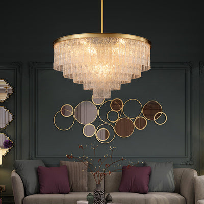 Round Golden Lamp Body Four-layer Modern Chandelier D24"